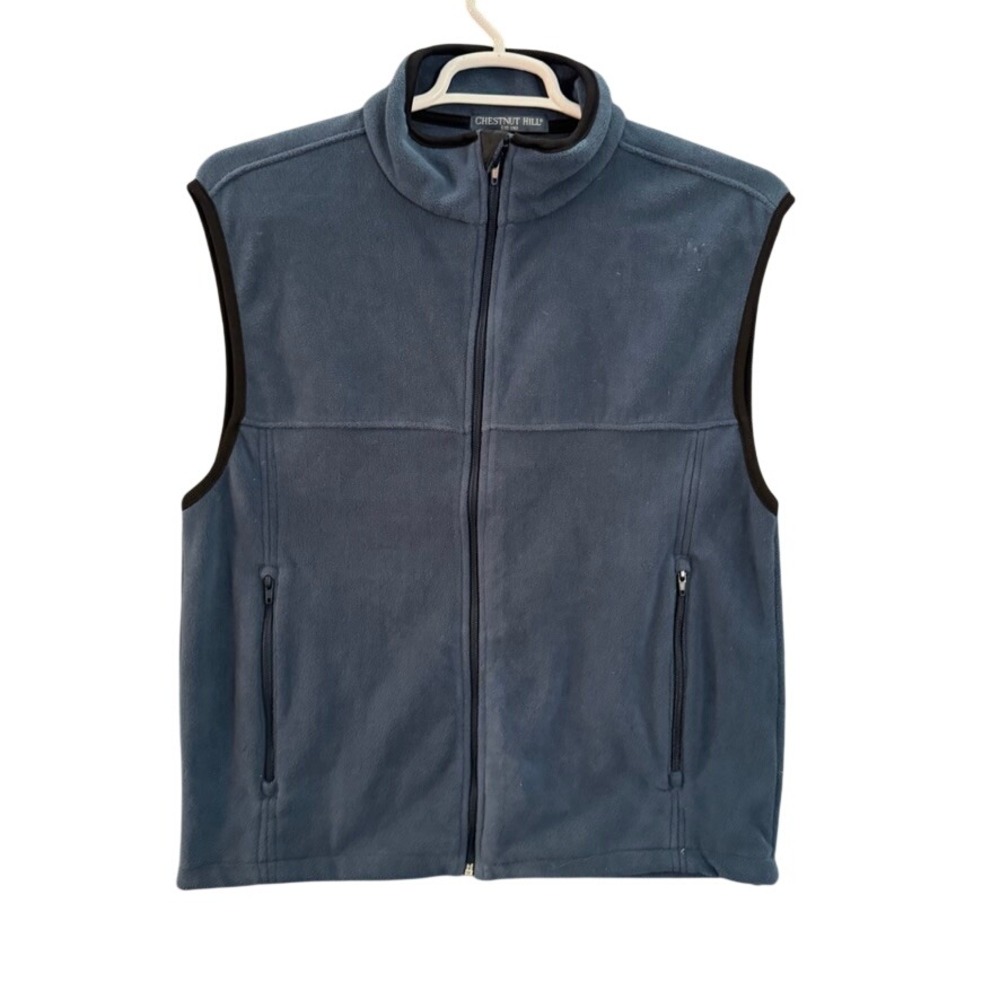 NWT Chestnut Hill Mens Blue Full Zip Fleece Vest Mock Neck Size M NWT